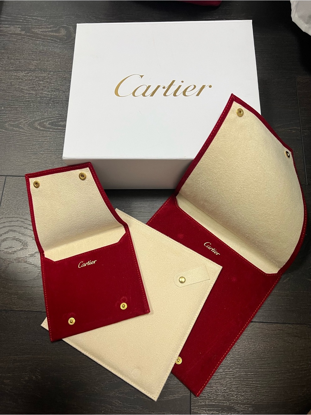Cartier Red Velvet Jewelry Pouch Set